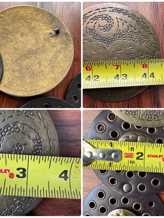 Women's Brown Concho Belt Brass Disc Buckle Coachella Festival Fit Western Boho - Picture 16 of 16